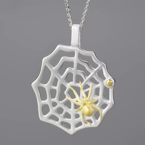 Handmade Jewelry - Handmade Artisan 925 Silver The Zypporah Spiderweb Necklace
